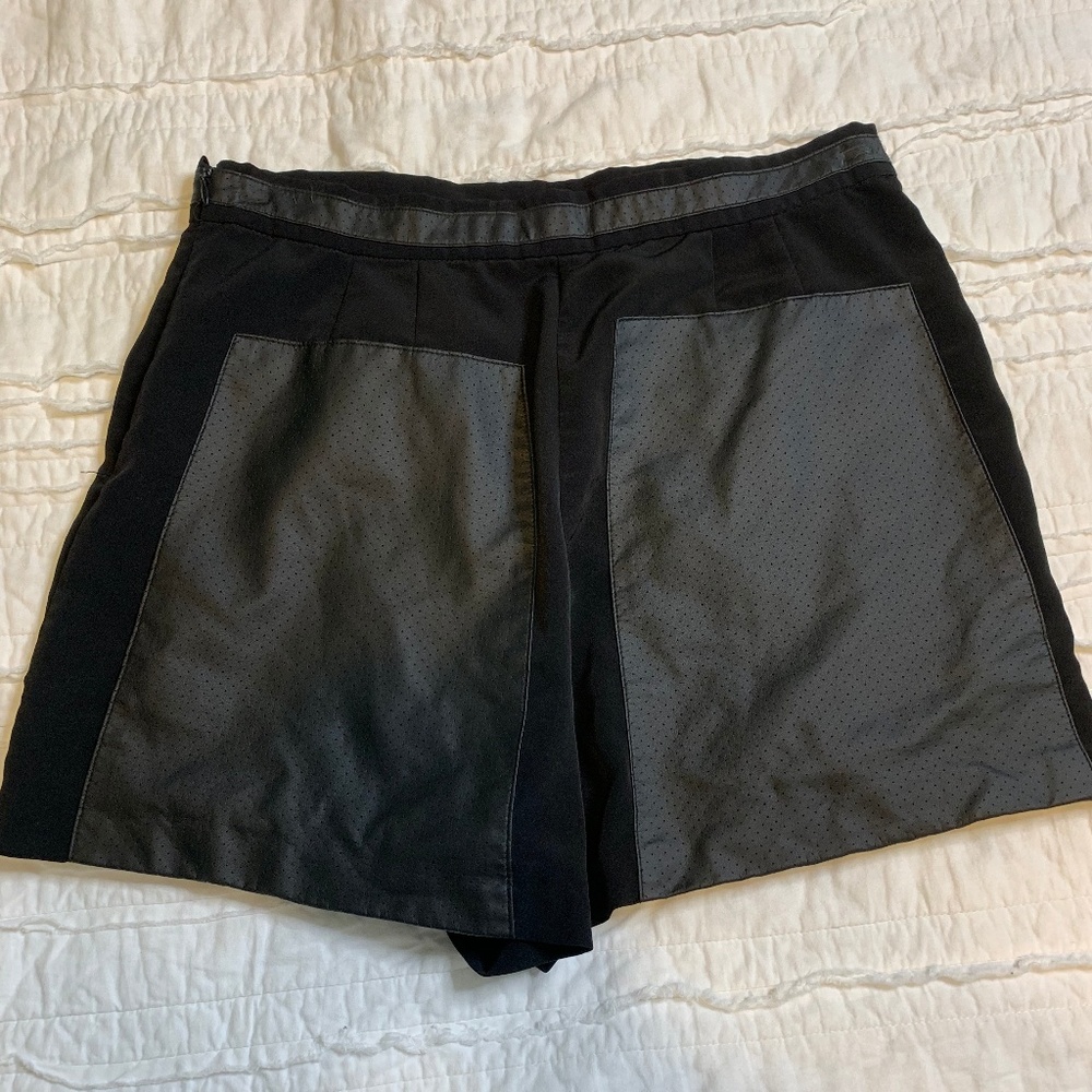 BLACK FAUX LEATHER SHORTS